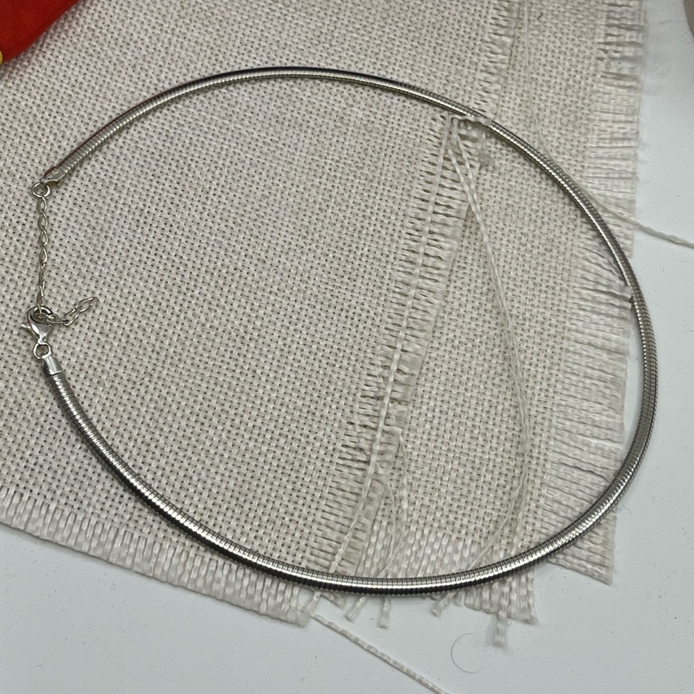 Vintage Milor Italy 925 Sterling Silver Omega Choker Necklace 16-18” Adjustable - Picture 8 of 17